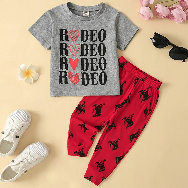 Kids Toddler Girls Summer Fashion Casual Cotton Letters Solid Color Round Neck Short Sleeve Jogger Pants Set