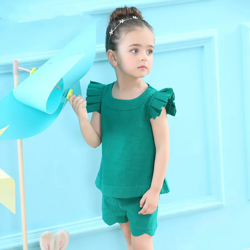 Kids New Arrival Fashion Loose Solid Color Tank Tops And Shorts 2Pcs Set