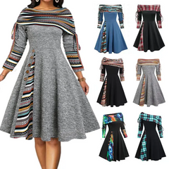 Autumn And Winter Fashion Women Shoulder Long Sleeve Dress