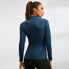 Winter Fleece Women'S Fitness Running Long Sleeve Stretch Tight Stand Collar Sports Top