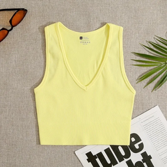 Basic Women Solid Color V-Neck Quick-Drying Running Fitness Tank Top