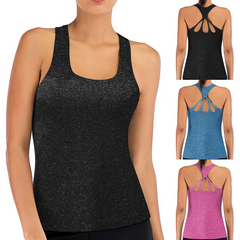 Women Hollow Beauty Back Sleeveless U-Neck Quick-Drying Sports Vest