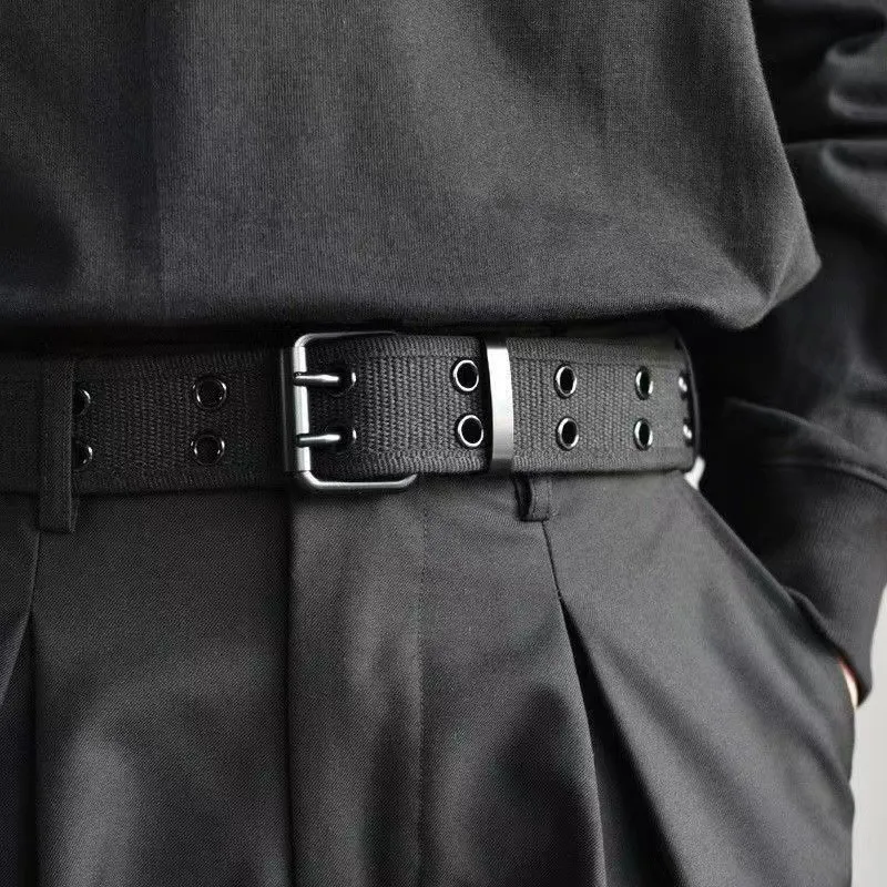 Casual Fashion Men Simple Solid Color Canvas Belt