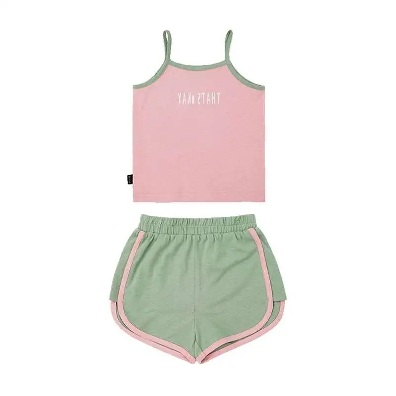 2pcs/Set Girls Casual Suspenders Shorts Set