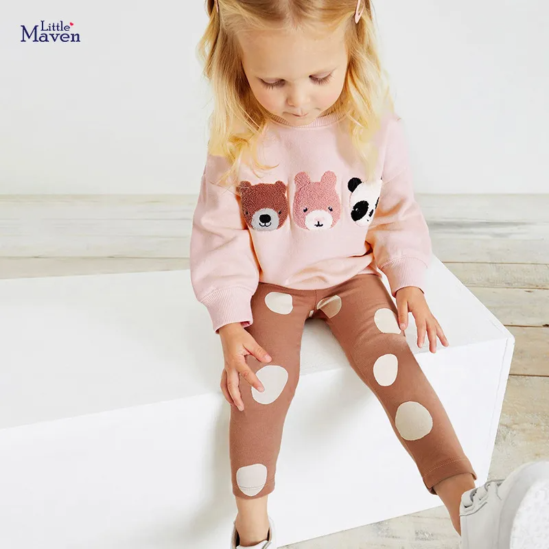 Kids Toddler Big Boys Spring Autumn Fashion Casual Cute Solid Color Cartoon Bear Round Neck Long Sleeve Pants Set