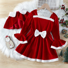 Christmas Children Kids Toddler Girls Lapel Vest Trumpet And Dress 2pcs Set