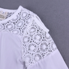 Girls Fashion Long-Sleeves Cool-Shoulder Lace Design Tops And Jeans