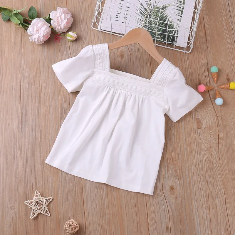 Girls Basic Short Sleeve Solid Color T-Shirt And Shorts Two-Piece Set