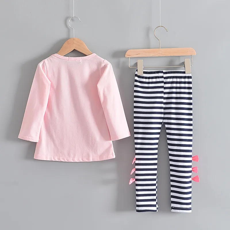 Children Kids Toddlers Girls Long Sleeve Bow Knott-Shirt And Pants 2pcs Set