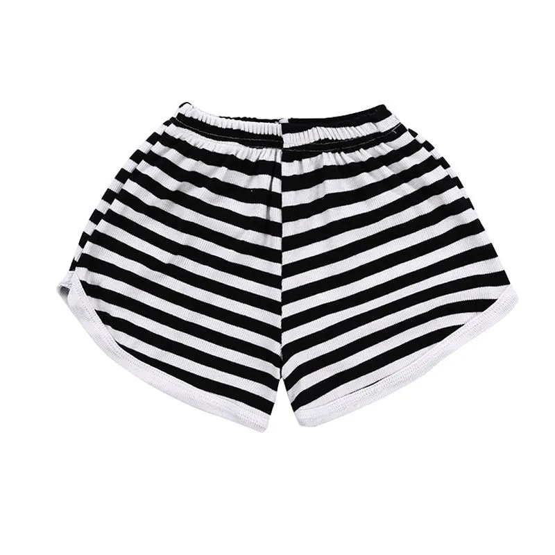 2 Pcs Kid Black Stripes Printed Tops And Shorts