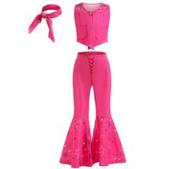 Kids Toddler Big Girls Summer Fashion Party Cute Sweet Barbie Solid Color Waistcoat Flare Trousers Set