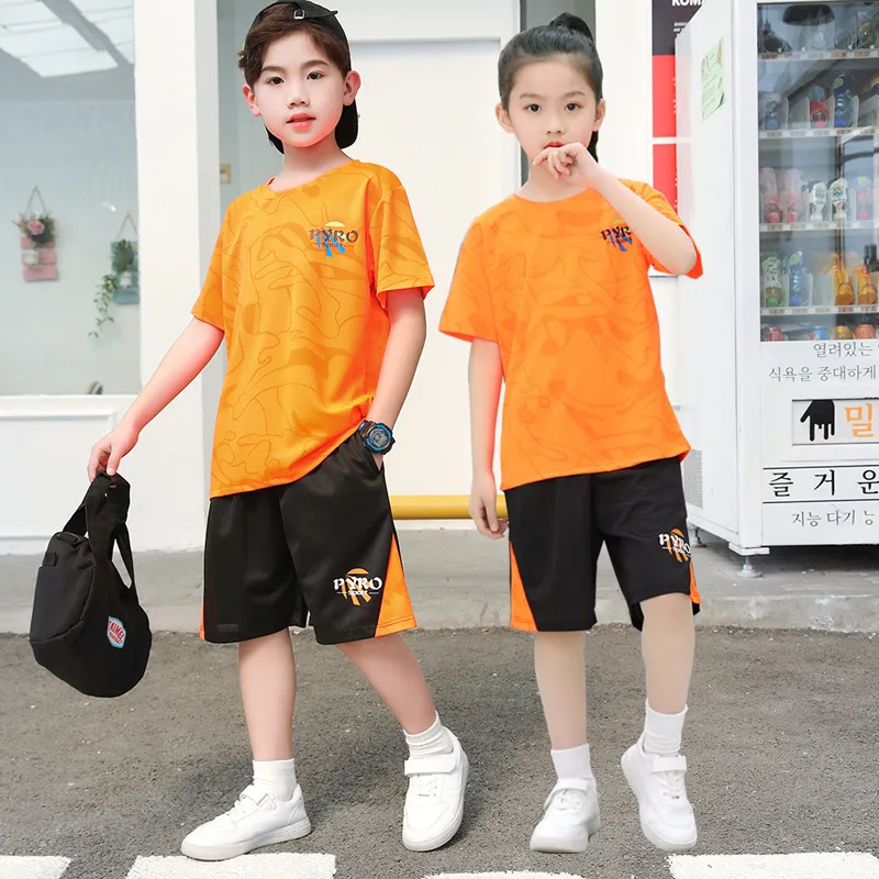 Children Kids Baby Fashion Girls Boys Short Sleeve Print T-Shirt And Shorts Sports 2pcs Set