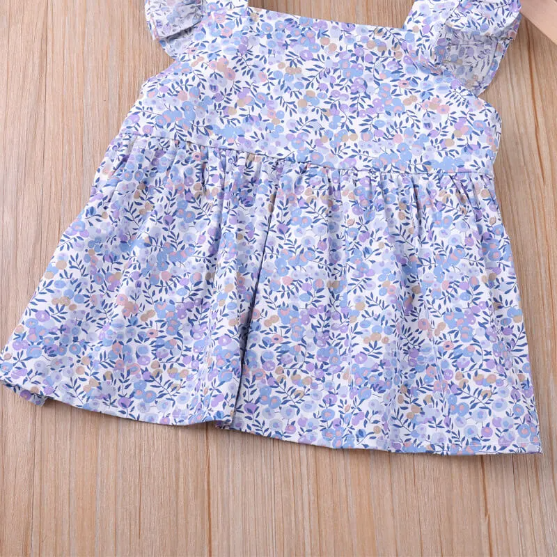 Girls Fashion Floral T-Shirt And Solid Color Shorts Set