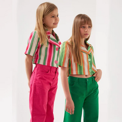 Kids Toddler Girls Fashion Stripe Shirt And Solid Color Mopping Pants Two-Piece Set