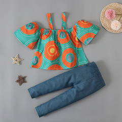 Children Kids Toddlers Girls Bohemian Strapless Top And Pants 2pcs Set