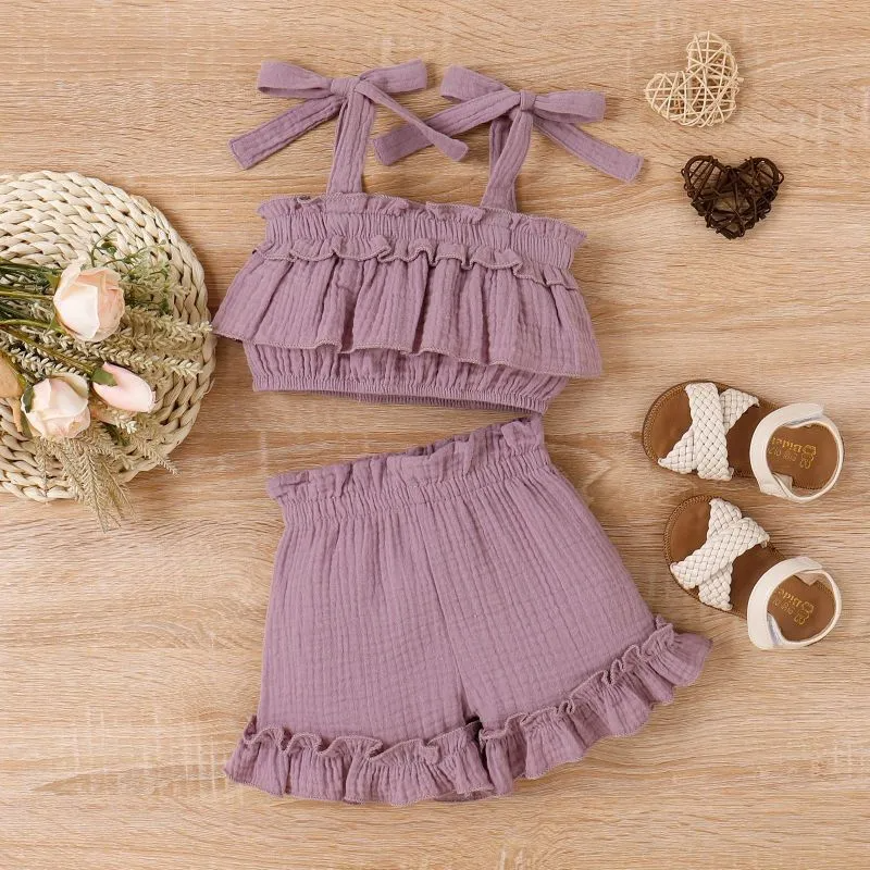 Kids Toddler Girls Casual Cute Solid Color Sleeveless Camisole Shorts Set