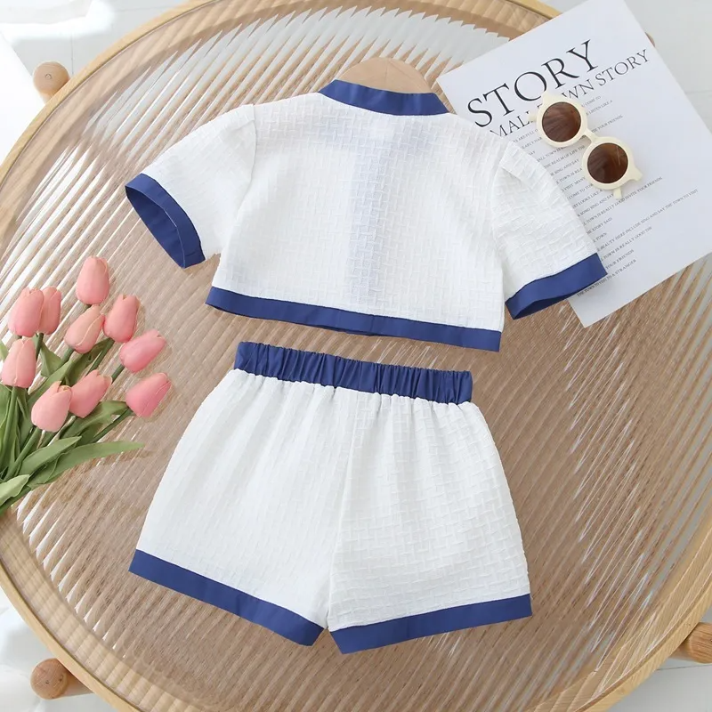 Children Kids Baby Fashion Girls Casual Short Sleeve Color Matching Tops And Skirt 2pcs Set