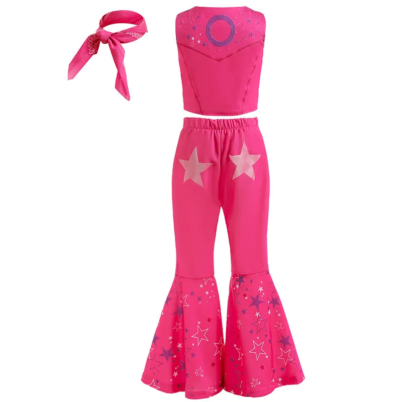 Kids Toddler Big Girls Summer Fashion Party Cute Sweet Barbie Solid Color Waistcoat Flare Trousers Set