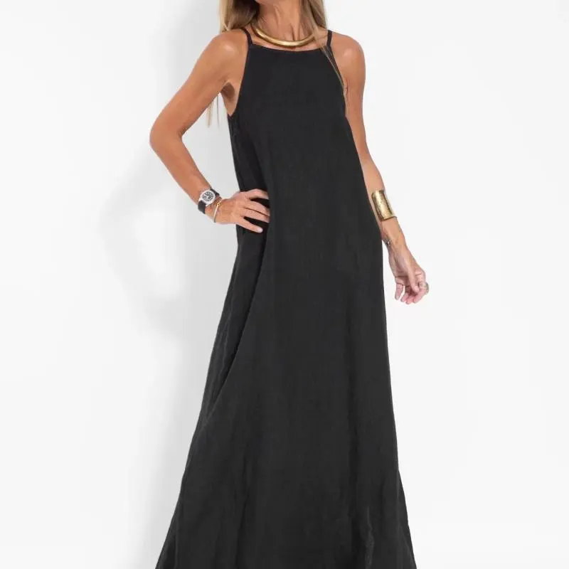 Casual Women Fashion Basic Solid Color Loose Maxi Dress