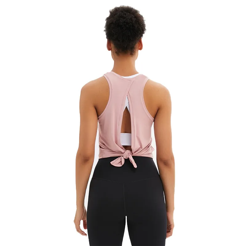 Women Summer Loose Sleeveless Sports Yoga Solid Color Top