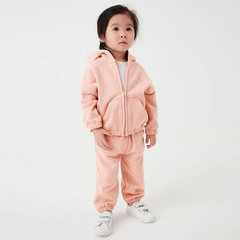 Kids Toddler Big Girls Fashion Casual Autumn Winter Solid Color Zipper Long Sleeve Hoodies Trousers Sets