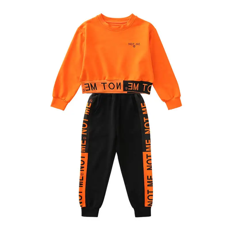 Girls Fashion Letter Pattern Long Sleeve Sweatshirt And Pants Set