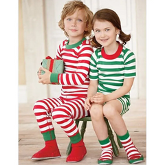 Children Kids Baby Fashion Girls Boys Christmas Long Sleeve Stripe Print Top And Pants 2pcs Set