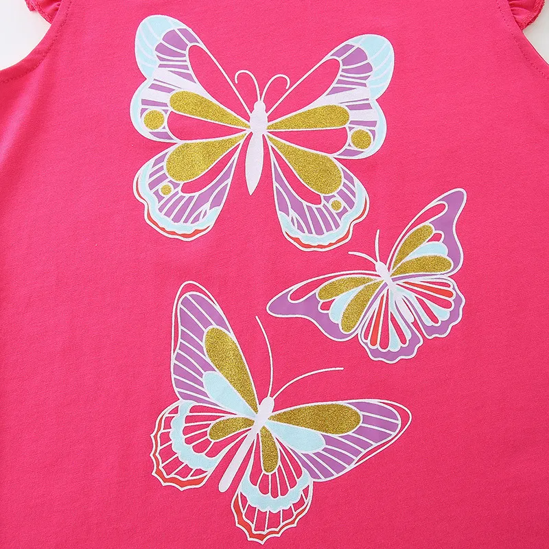 Kids Toddler Girls Casual Cute Butterfly Print Fluttering Sleeve Round Neck T-Shirt Shorts Set