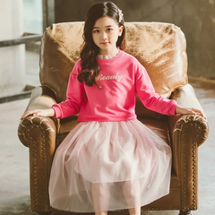 Cute Girl Simple Style Lace Patchwork Sweatshirts And Pink Tutu Skirts