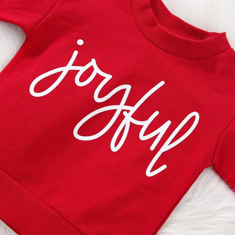 Kids Toddler Girls Casual Cute Christmas Letters Long Sleeve Sweatshirts Stripe Flared Pants Sets