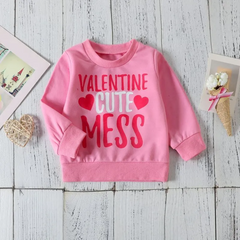 Kids Toddler Girls Casual Cute Sweet Letters Heart Print Long Sleeve Round Neck Sweatshirts Flare Trousers Set