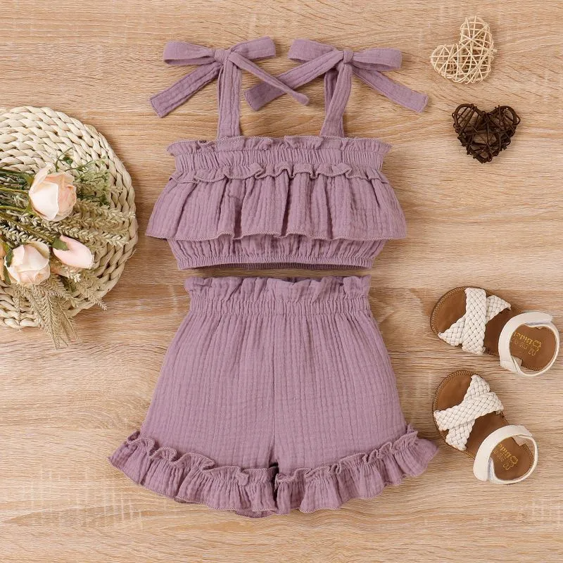 Kids Toddler Girls Casual Cute Solid Color Sleeveless Camisole Shorts Set