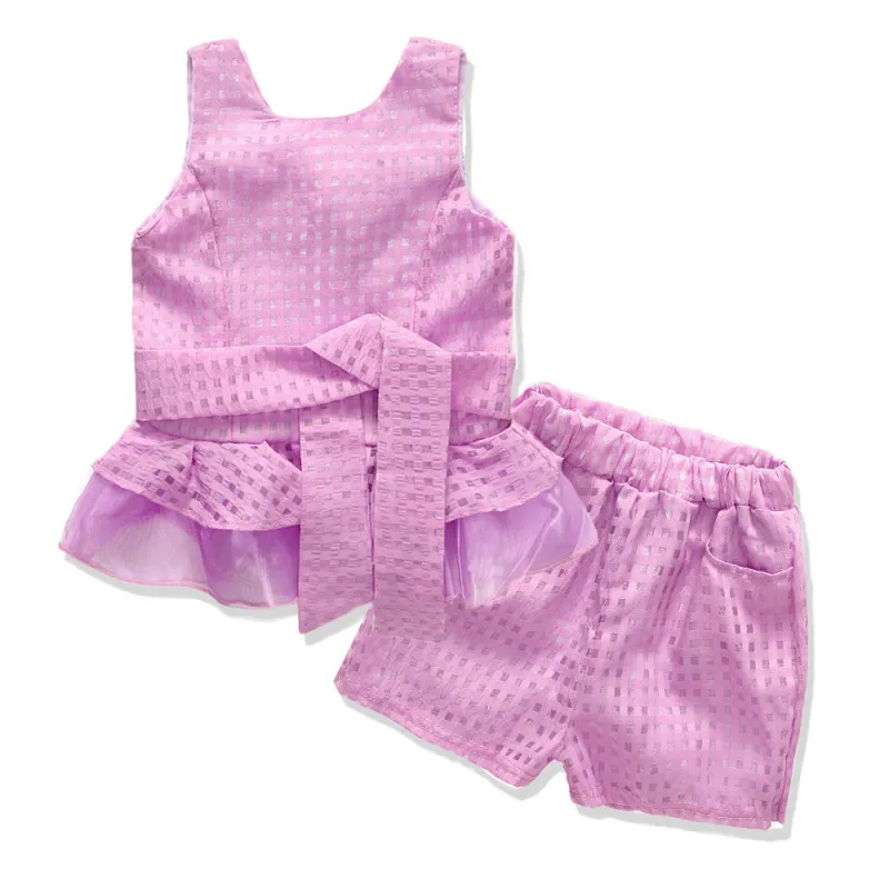 Children Kids Baby Fashion Girls Casual Long Sleeve Solid Color Mesh Vest And Shorts 2pcs Set