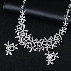 Ceative Snowflake Shape Pendant Silver Alloy Necklace Earrings Wedding Set