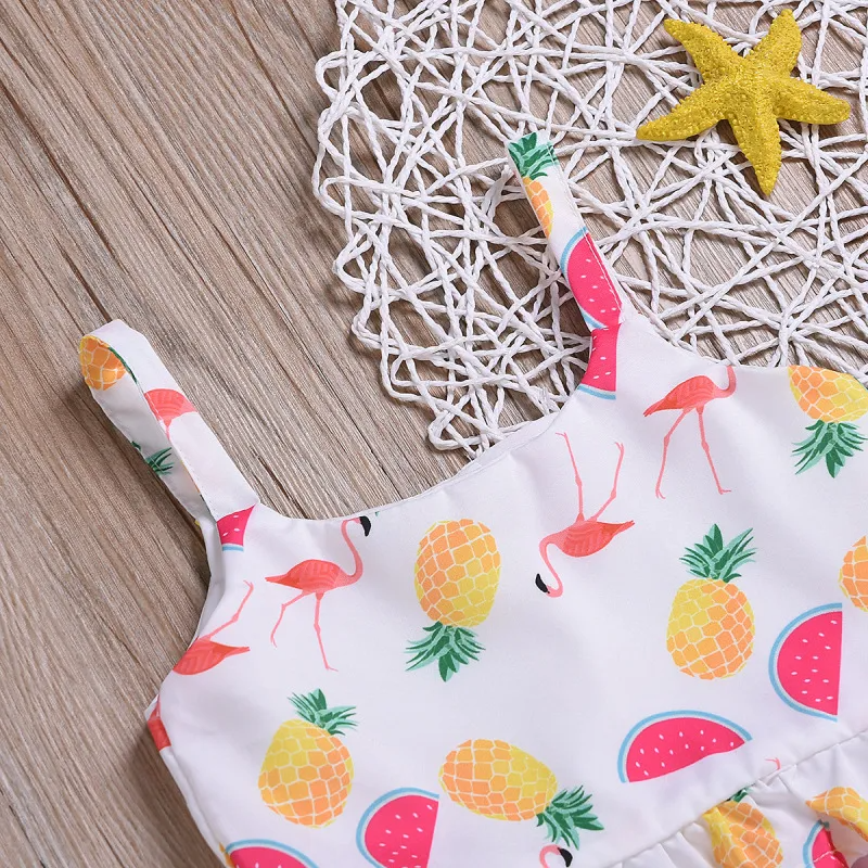 Children Kids Baby Fashion Girls Sleeveless Fruit Print Top And Shorts 2pc Set