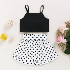 Kids Toddler Girls Casual Cute Solid Color Sleeveless Camisole Polka Dot Shorts Set