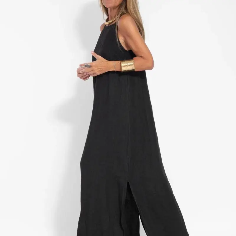 Casual Women Fashion Basic Solid Color Loose Maxi Dress