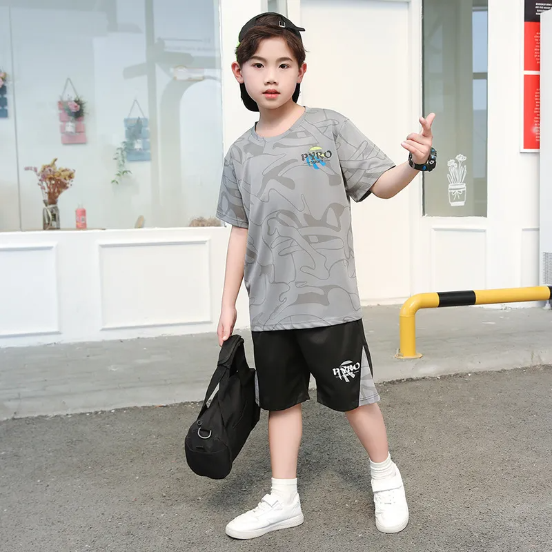 Children Kids Baby Fashion Girls Boys Short Sleeve Print T-Shirt And Shorts Sports 2pcs Set