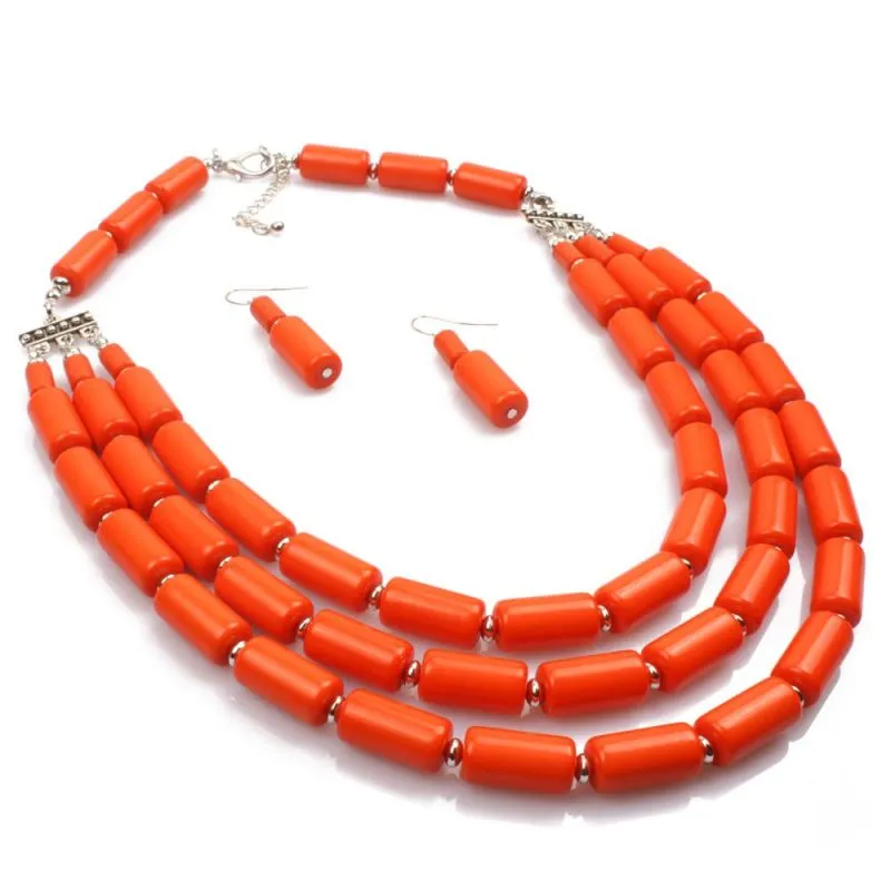 Bright Color Unique Ethnic Style Women Beaded Necklace Bracelet Set