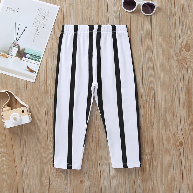 Kids Toddler Baby Girls Fashion Black Halter Neck Tube Top And Stripe Trousers Two-Piece Set