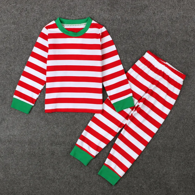 Children Kids Baby Fashion Girls Boys Christmas Long Sleeve Stripe Print Top And Pants 2pcs Set