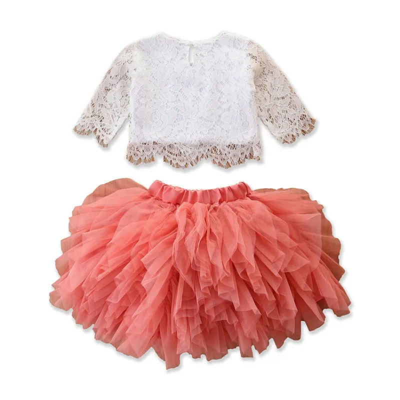 Kid Girl Sweet Lace Top And Tutu Dress Two-Piece Set