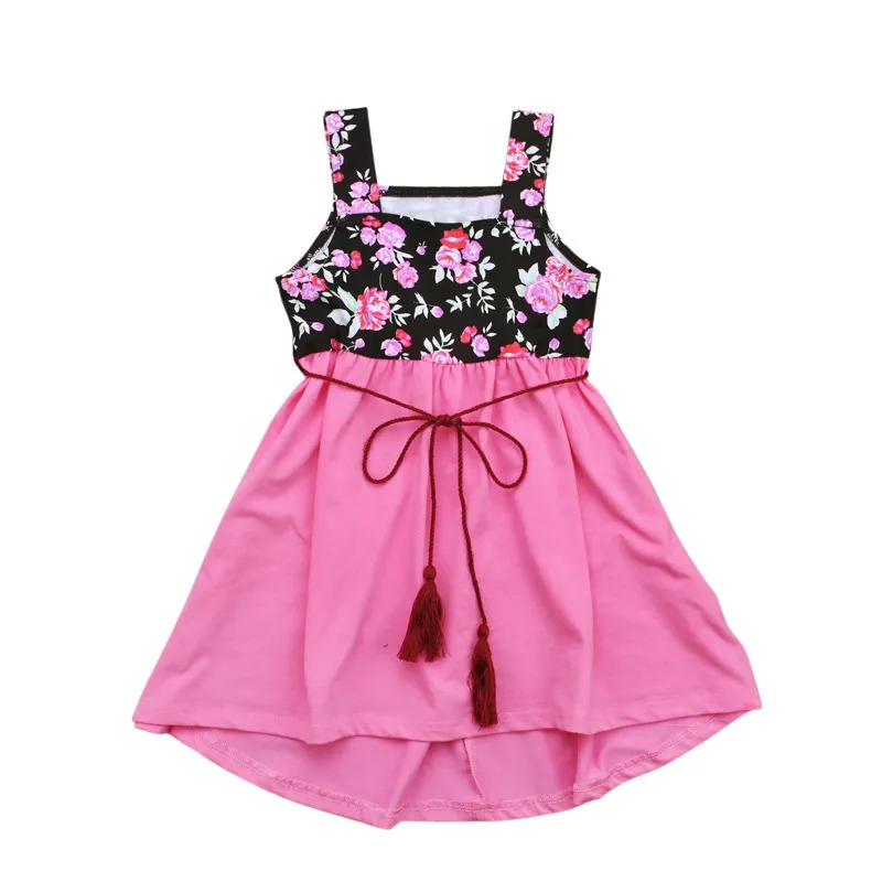 Children Kids Baby Fashion Girls Casual Basics Sleeveless Flower Print Sling Dress