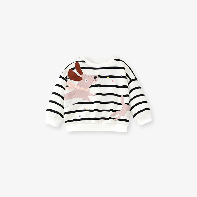 Kids Toddler Big Girls Spring Autumn Fashion Casual Stripe Cartoon Puppy Round Neck Long Sleeve Polka Dot Trousers Set