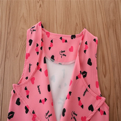 Girls Fashion Solid Color Vest Heart Pattern Waistcoat And Shorts