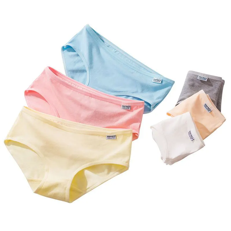 Basic Women Cotton Candy-Colored Cute Girls Underwear Solid Color Breathable Briefs Panties