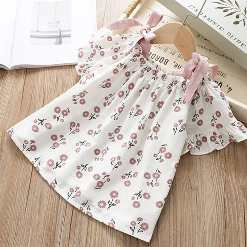 2 Pcs Girl Fresh Flower Print Tops And Shorts