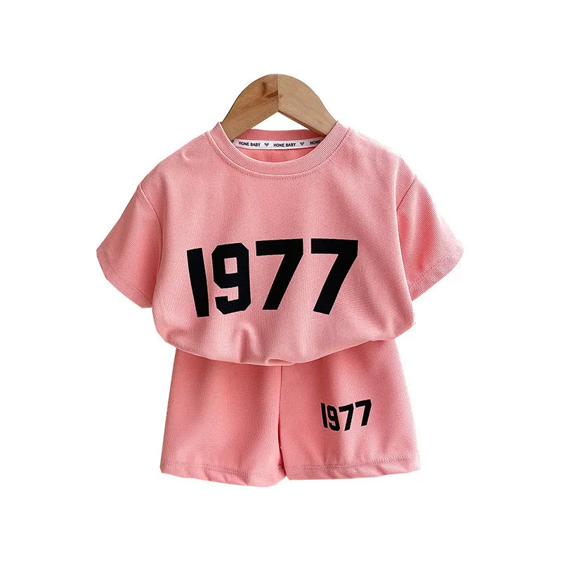 Kids Toddler Big Boys Girls Fashion Casual Digital Short Sleeve Round Neck T-Shirt Shorts Sets