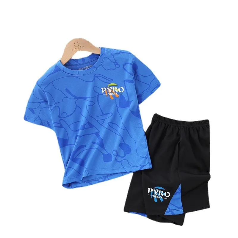 Children Kids Baby Fashion Girls Boys Short Sleeve Print T-Shirt And Shorts Sports 2pcs Set