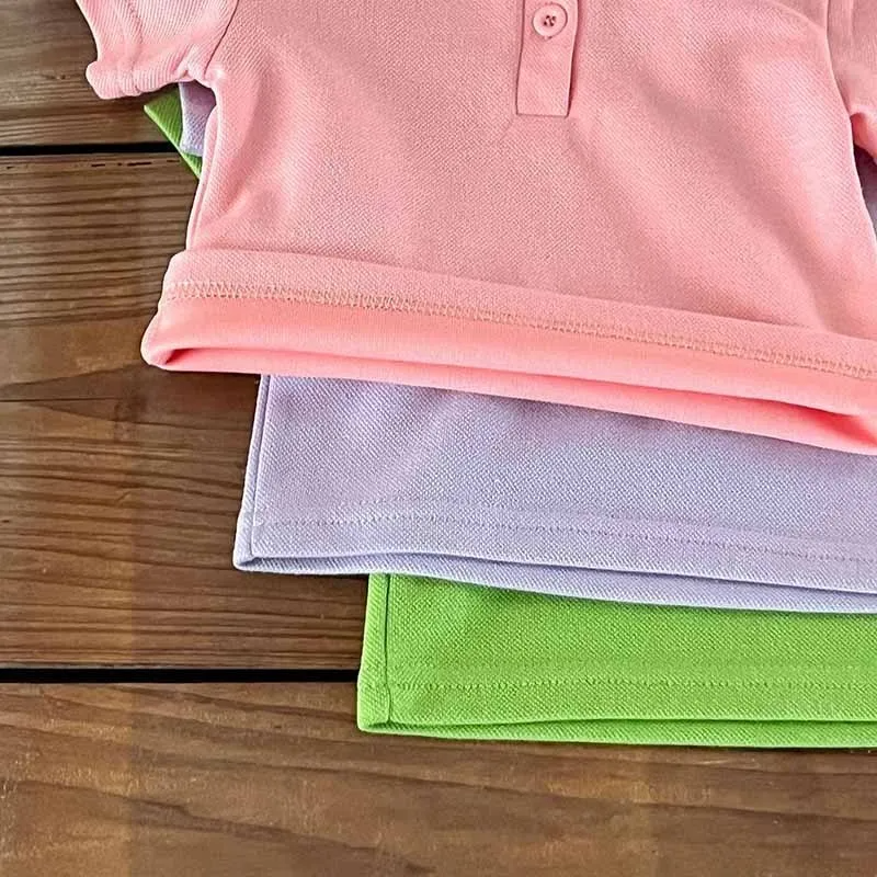 Kids Toddler Boys Girls Summer Casual Cute Solid Color Short Sleeve Lapel Polo Shirt Shorts Set